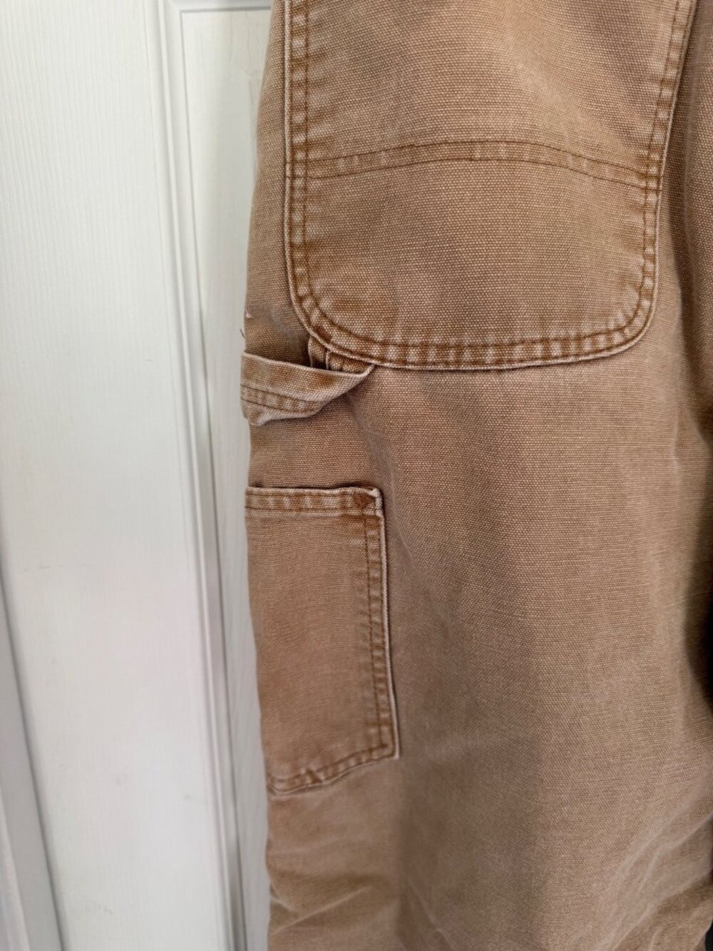 Carhartt B111 BRN Dungaree Tan Canvas Flannel Lined Workwear Pants 34 X 32 - Picture 9 of 10